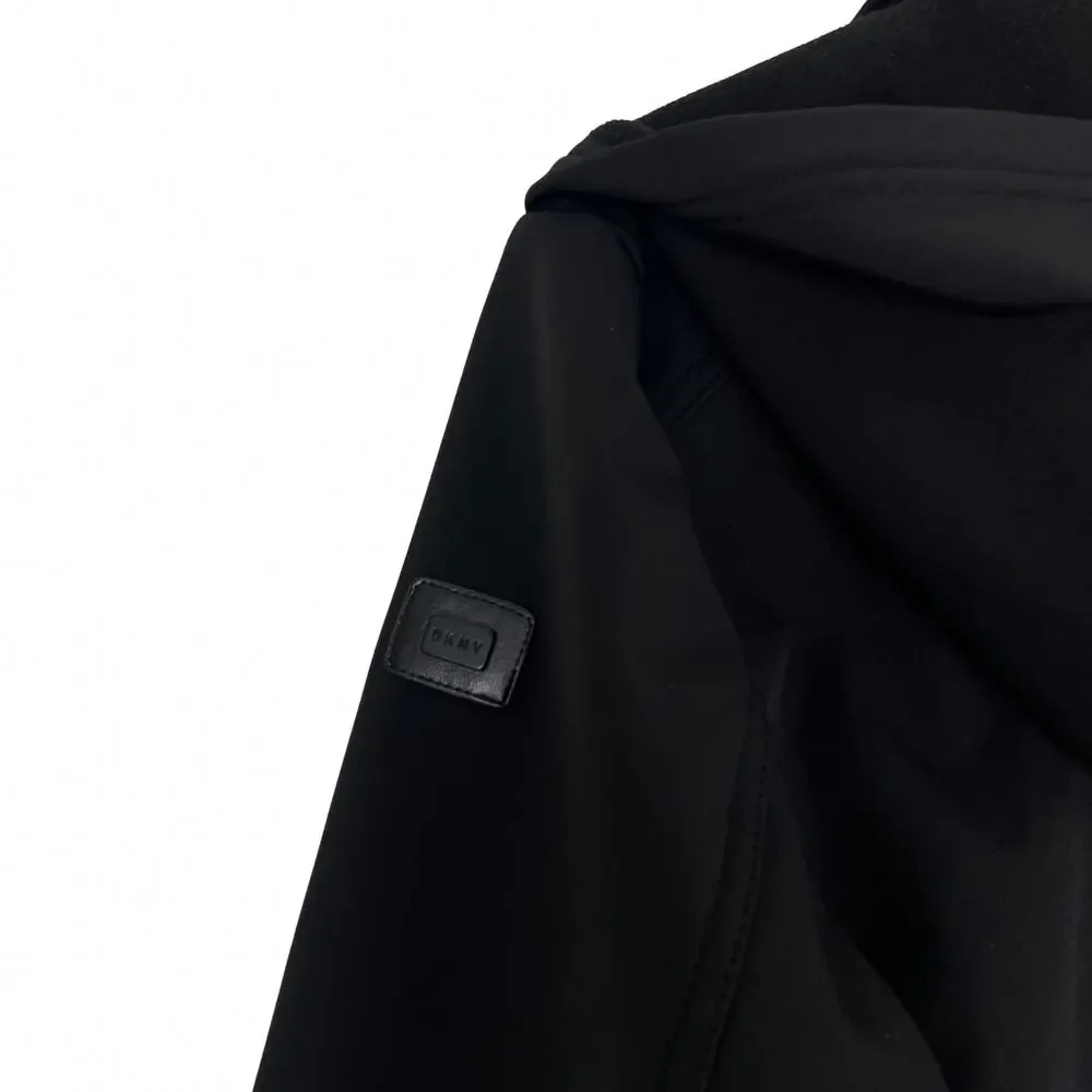 DKNY Black Hooded Belted Coat Women’s Medium Softshell Trench Jacket - Picture 4 of 8